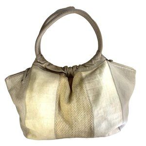 Furla Y2K Snakeskin and Croc Embossed Leather Hobo Bag Large Beige